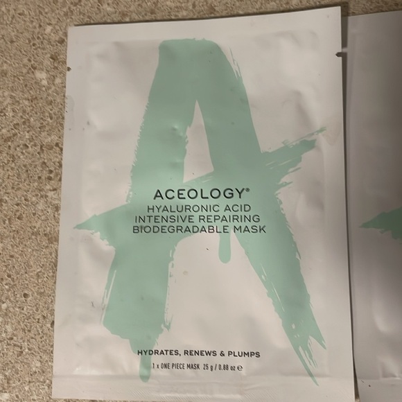 ACEOLOGY' HYALURONIC ACID INTENSIVE REPAIRING BIODEGRADABLE MASKS | Set of 2 NEW - Picture 2 of 6